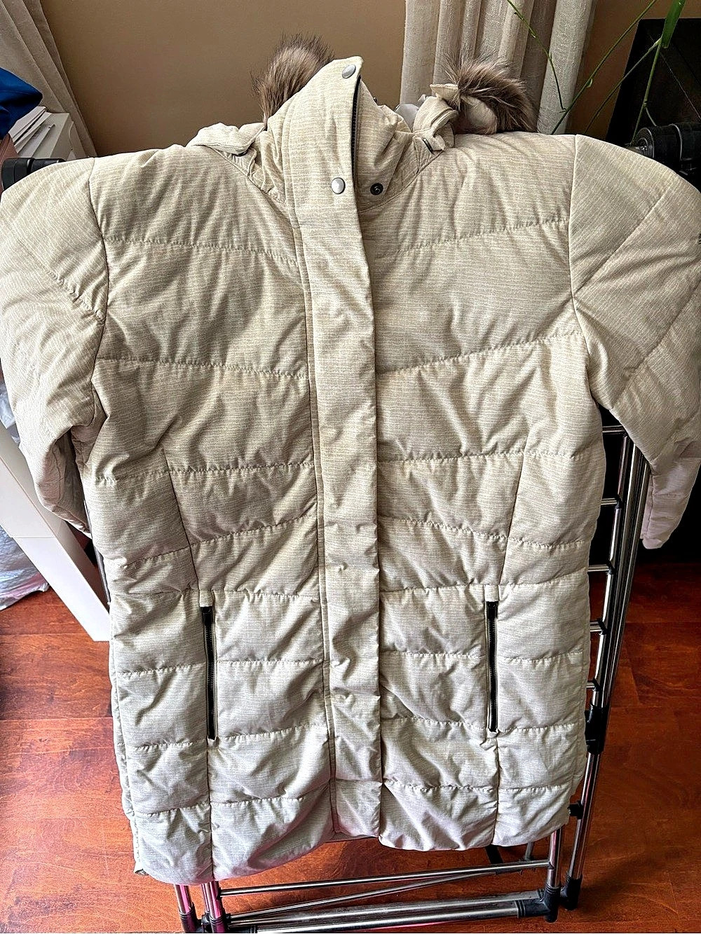 Columbia Puffer Coat Faux Fur Hood Size Large